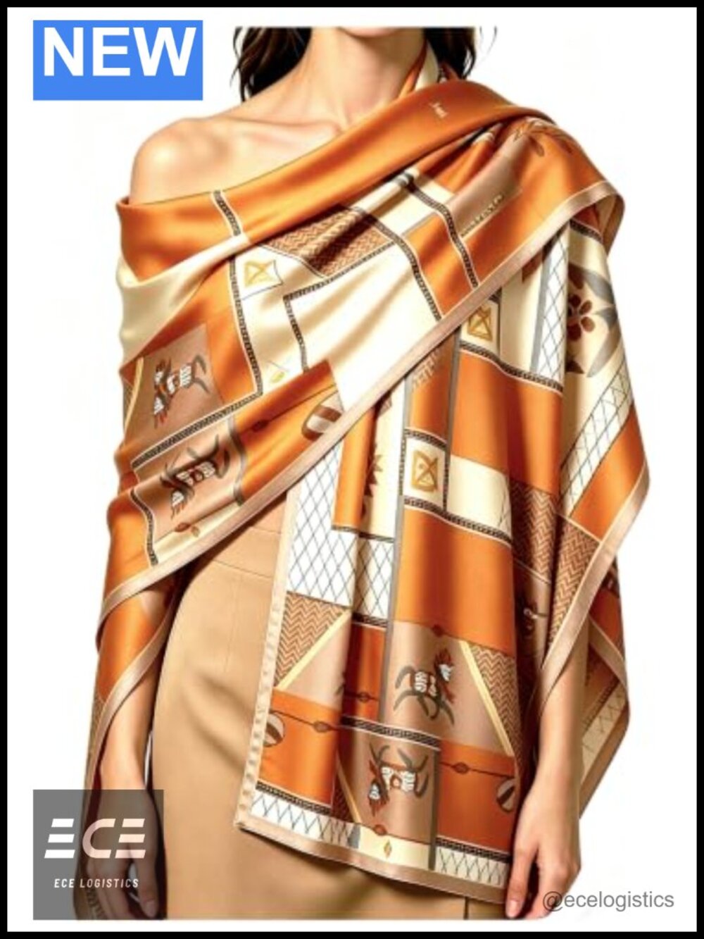 100% Mulberry Silk Oversized Shawl Wrap Geometric Evening Scarf